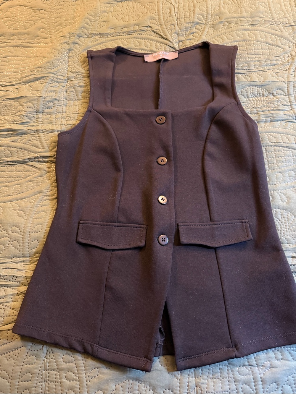 Primark Black Sleeveless Button-Front Vest
